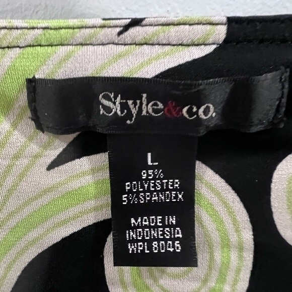 Style & Co black green and yellow floral print tunic top size large - Picture 5 of 5